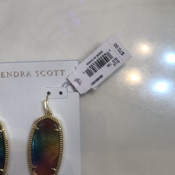 Kendra Scott 14k Gold Plated Elle Drop Earrings Yellow Watercolor Illusion NWT - Picture 5 of 13